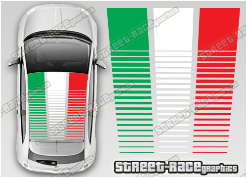 Fiat 500 OTT053 roof Italian Flag stickers