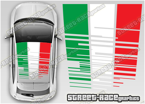 Fiat 500 OTT054 roof Italian Flag stickers