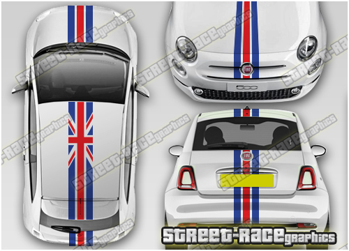 Fiat 500 OTT060 - Union Jack Racing stripes
