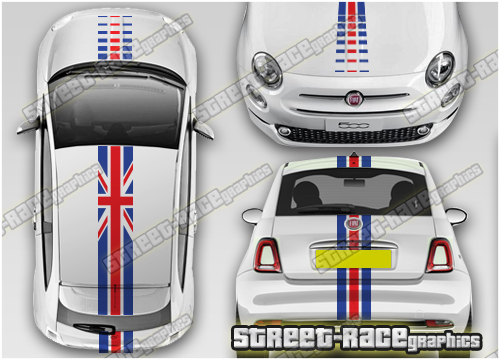 Fiat 500 OTT061 - Union Jack Racing stripes