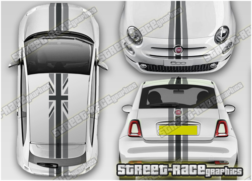 Fiat 500 OTT062 - Union Jack Racing stripes