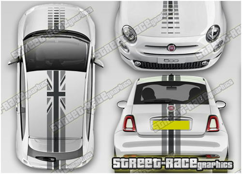 Fiat 500 OTT063 - Union Jack Racing stripes