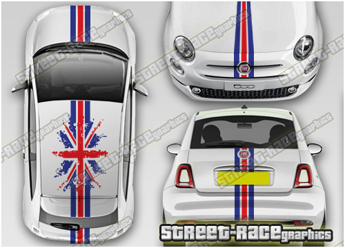 Fiat 500 OTT064 - Union Jack Racing stripes