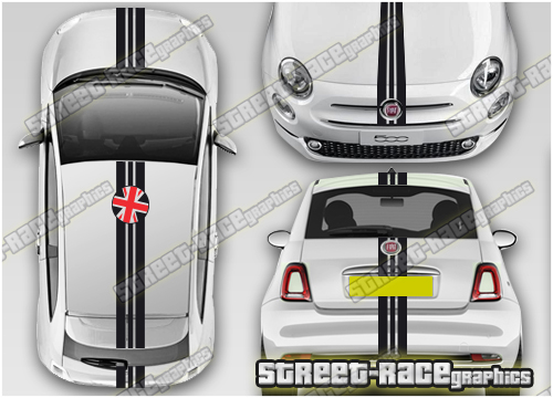 Fiat 500 OTT065 - Union Jack Racing stripes