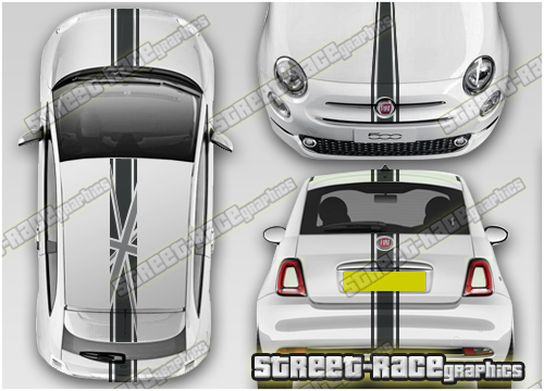 Fiat 500 OTT066 - Union Jack Racing stripes