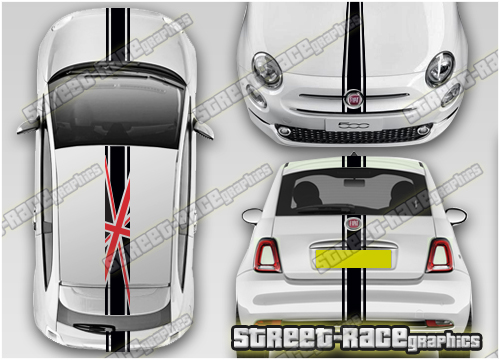 Fiat 500 OTT067 - Union Jack Racing stripes
