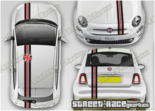 Fiat 500 OTT068 - Union Jack Racing stripes