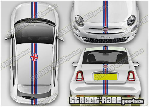 Fiat 500 OTT069 - Union Jack Racing stripes