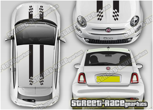 Fiat 500 OTT070 - racing stripes