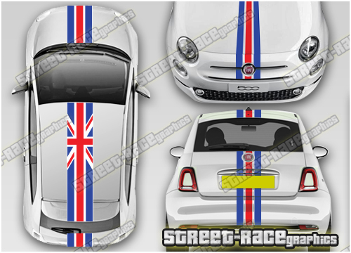 Fiat 500 OTT racing stripes 071- Union Jack