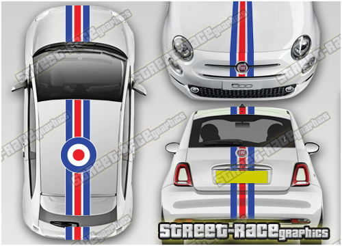 Fiat 500 OTT racing stripes 072 - RAF roundel