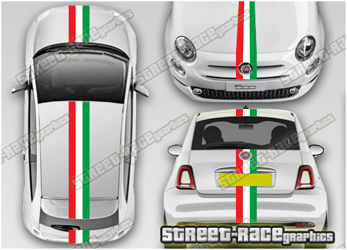 Fiat 500 OTT racing stripes 073 - Italian flag