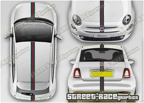 Fiat 500 OTT racing stripes 074 -Gucci