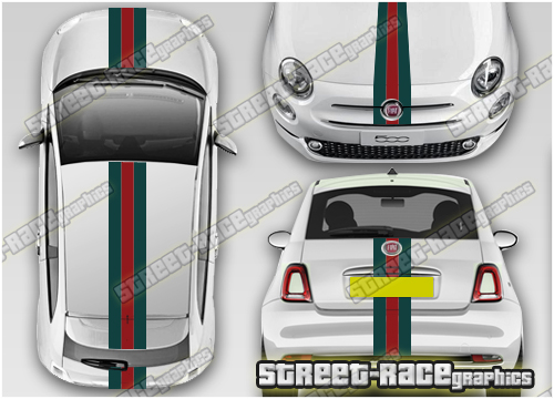 Fiat 500 OTT racing stripes 075 -Gucci