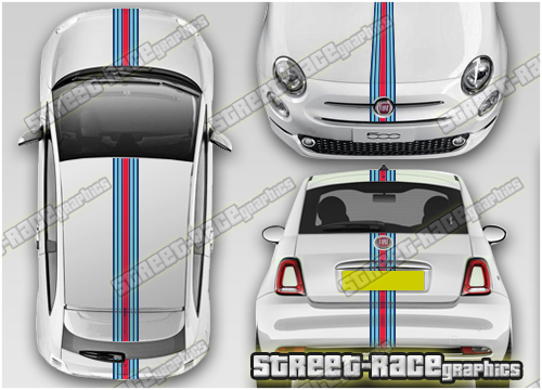 Fiat 500 OTT racing stripes 076 - Martini