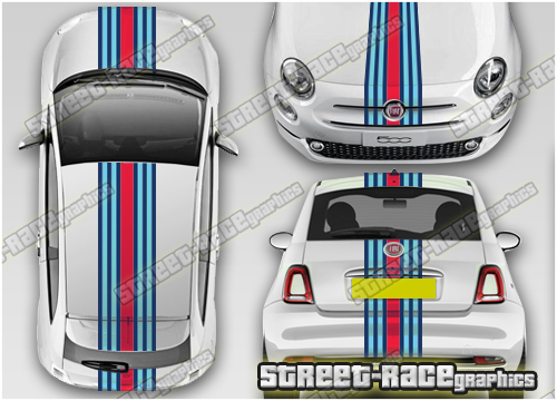 Fiat 500 OTT racing stripes 077 - Martini