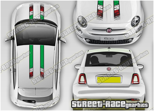 Fiat 500 OTT racing stripes 078 - Italian flag