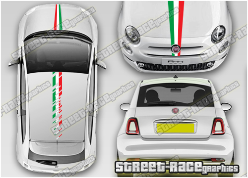 Fiat 500 OTT racing stripes 080- Italian flag