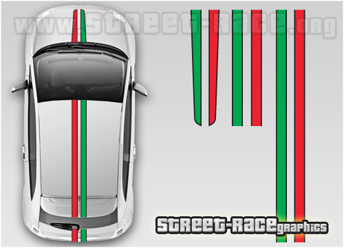 Fiat 500 OTT007 roof Italian Flag Ferrari/Scuderia
