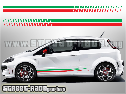Fiat Punto racing stripes 003 -Italian Flag stickers