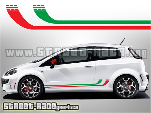 Fiat Punto racing stripes 004 -Italian Flag stickers