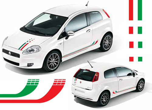 Fiat Punto Italian flag side, bonnet & rear stripes 009