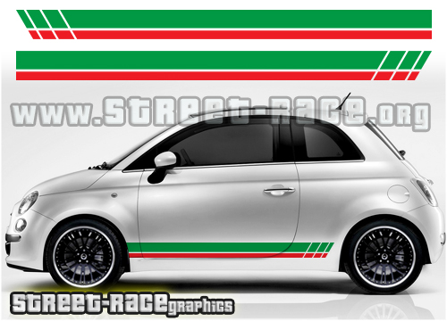 Fiat 500 racing stripes 001 -Italian Flag decals