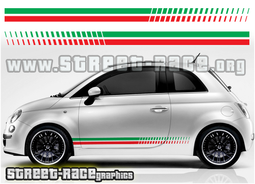 Fiat 500 racing stripes 003 -Italian Flag stickers