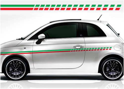 Fiat 500 racing stripes 004 -Italian Flag stickers