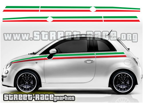 Fiat 500 racing stripes 006 - Italian Flag stickers