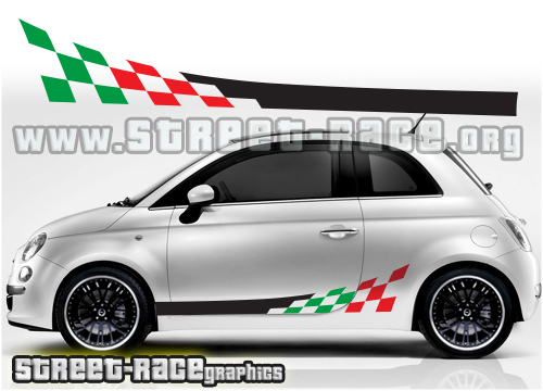 Fiat 500 racing stripes 012 - Italian flag