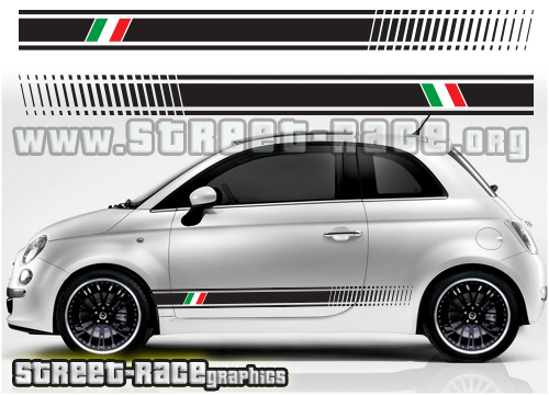 Fiat 500 racing stripes 020 - Abarth Italian Flag
