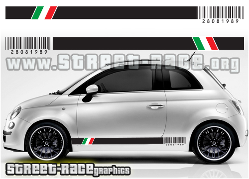 Fiat 500 racing stripes 021 - barcode Italian Flag