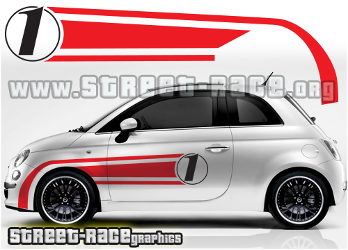 Fiat 500 racing stripes 026 - Abarth style