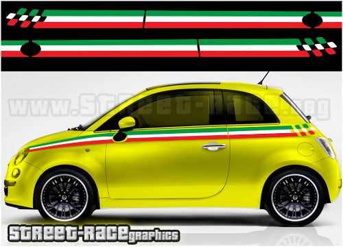 Fiat 500 racing stripes 032B - Italian Flag stickers