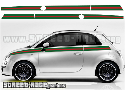 Fiat 500 racing stripes 033 - Gucci style