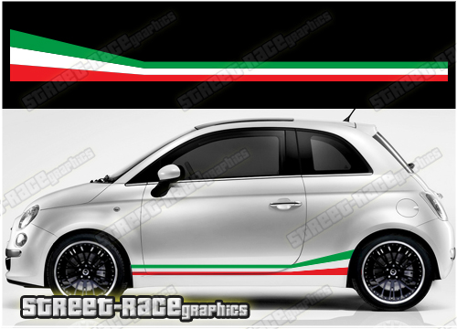Fiat 500 racing stripes 037 - Italian Flag stickers