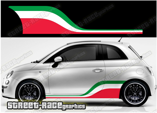 Fiat 500 racing stripes 040 - Italian Flag stickers