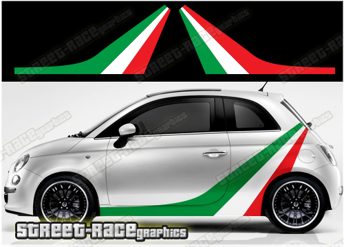 Fiat 500 racing stripes 041 - Italian Flag stickers