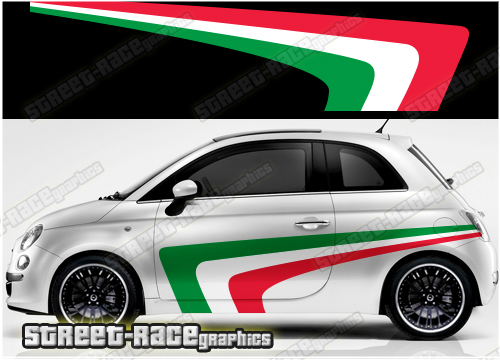 Fiat 500 racing stripes 042 - Italian Flag stickers
