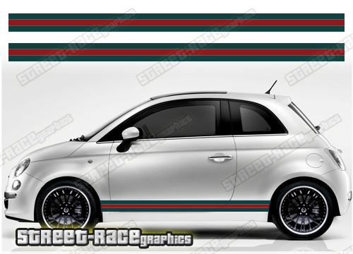 Fiat 500 racing stripes 043 - Gucci style