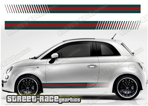 Fiat 500 racing stripes 044 - Gucci style
