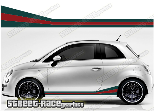 Fiat 500 racing stripes 045 - Gucci style