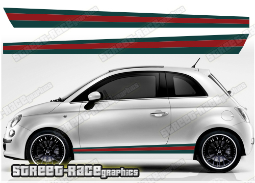 Fiat 500 racing stripes 046 - Gucci style