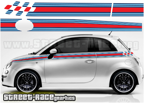 Fiat 500 racing stripes 049 - Martini