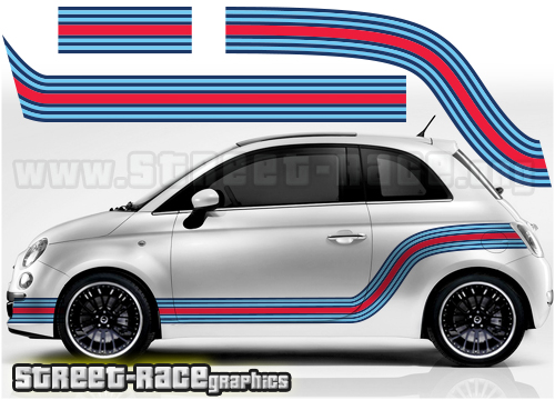 Fiat 500 racing stripes 050 - Martini