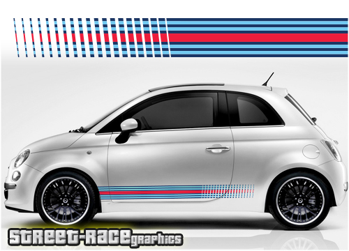 Fiat 500 racing stripes 056 - Martini