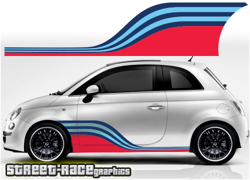 Fiat 500 racing stripes 057 - Martini