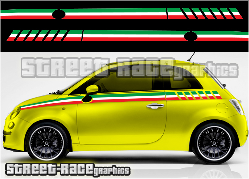 Fiat 500 racing stripes 058 - Italian Flag stickers
