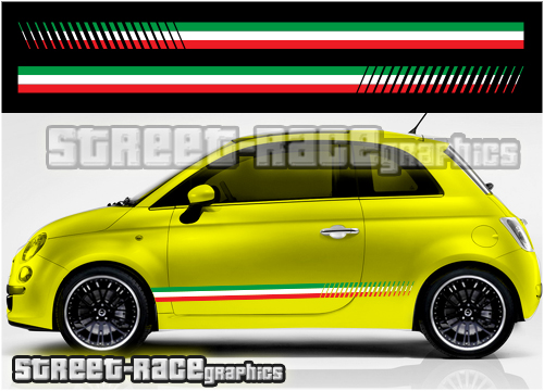 Fiat 500 racing stripes 059 - Italian Flag stickers
